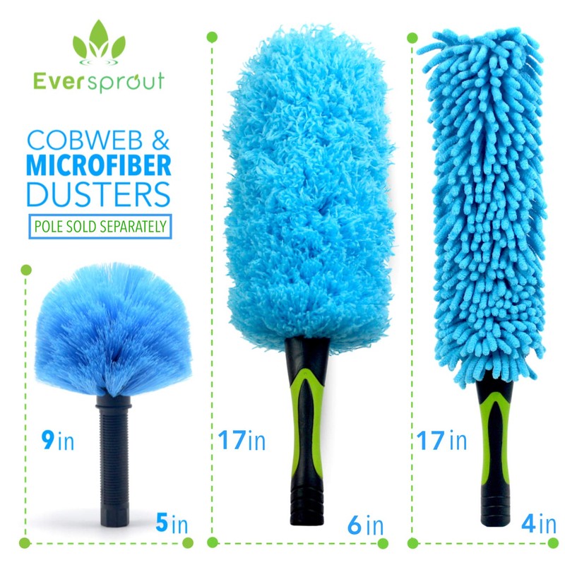EVERSPROUT Duster 3-Pack | Hand-Packaged Cobweb Duster, Microfiber Feather Duster,
