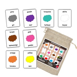 Turkish English Bilingual Flash Cards | Learn Turkish Language | Montessori Cards | Choose Your Set (Colors)