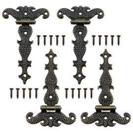 Dsjnf Antique Bronze Decorative Door Hinge for Window Cabinet Closet Door Wooden Box Jewelry Box with Screws 4PCS (Bronze)