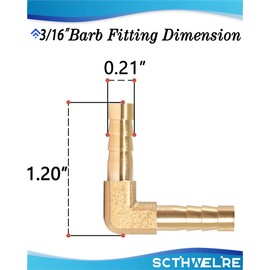 SCTIHWELIRE Brass Hose Barb,90-deg L Right Angle Elbow Hose Barb Fitting 3/16" Barb Splicer Mender，Air hose repair kit for Pipe line Fuel Air Oil (3/16 3Pcs)