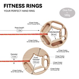 TWO STONES Portable Hangboard Rock Climbing, Pull Up Rings as Portable Rock Climbing Training Board with Pockets and Edges for Rock Climbers