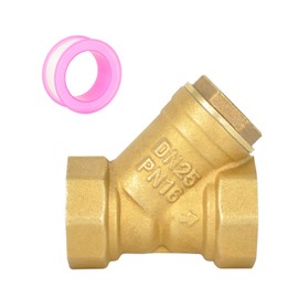 Y Strainer 1" Brass Sediment Filter Attachment Water Filter with 40 Mesh Filter Screen Plastic Inline Hose Filter Twist-on Pipe Strainer for RV, Garden Hose