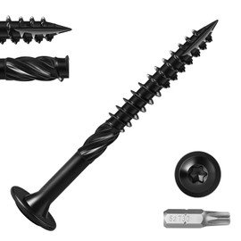 BNUOK Lag Screws #14 x 2-1/2 Inch, (2.5lb, 122pcs) Heavy Duty Construction Structural Exterior Wood Timber Screws, Torx Drive Washer Head Rust Resistant Black Epoxy Coated, with T30 Star Bit
