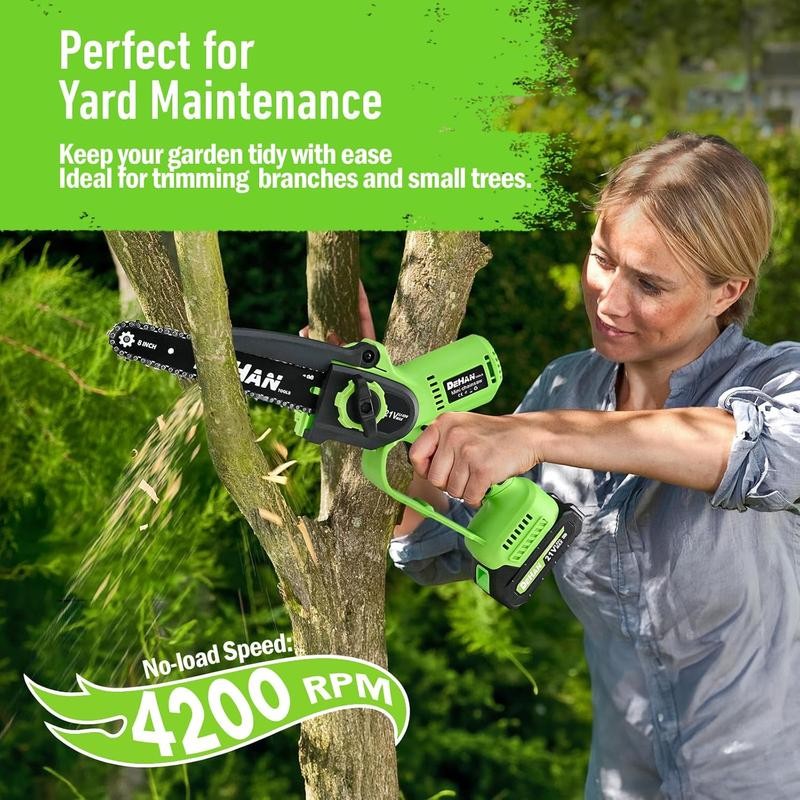 DehanTools Cordless Chainsaw 6/8/12 Inch, 1000W Brushless, Handheld Chain Saw