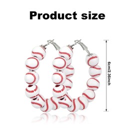 Mikovivi Baseball Beaded Earrings for Women, Stylish Baseball Beaded Hoop Earrings Sports Ball Jewelry for Sport Lovers Accessories Team Spirit