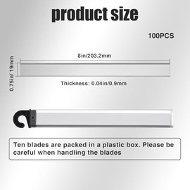 Hicarer 100 Pcs 8" Floor Scrapers Blade Replacements, Angled Demolition Scraper Blades Replacement Carbon Steel for Efficient Flooring Removal Razors Compatible with Razor Blade Scraper