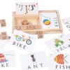 ABC Building Blocks English Letters 8 Blocks 30 Cards Wooden