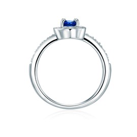 Trilani Women's Entourage Ring Sterling Silver Cubic Zirconia Blue White - Diana Ring Engagement Ring Proposal Ring, Silver, Cubic Zirconia