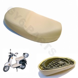 Seat bench/saddle for 2 and 4 stroke Chinese scooters 50 x 2 seater in beige for many retro scooter models Baotian BT49QT-11 Motoworx Jonway Benzhou Yiying YY50QT-15 Saro Bella