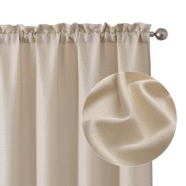 Chyhomenyc Linen Curtains 96 Inch Length 2 Panels, Faux Linen Textured Semi Sheer Airy Light Filtering Soft Privacy Farmhouse Curtain Drapes for Living Room Bedroom, Each 40" Wx96 L