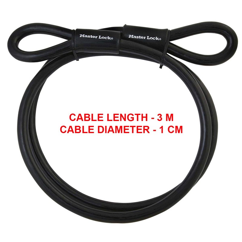 Master Lock Cable Lock, Looped End Cable for Use With