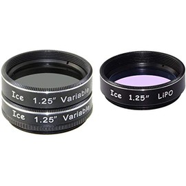 ICE 1.25" Telescope Filter Set Variable Polarizing Moon Polarizer & LiPo Broadbrand Light Pollution Reducer Optical Glass