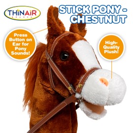 Nature Bound Horse Riding Stick | Handcrafted Plush Hobby Horse Sticks | Handsewn Head, Sturdy Wood Stick | Plus Neighing & Clip-Clop Sounds for Kids Toddlers Preschoolers | Chestnut Red Color
