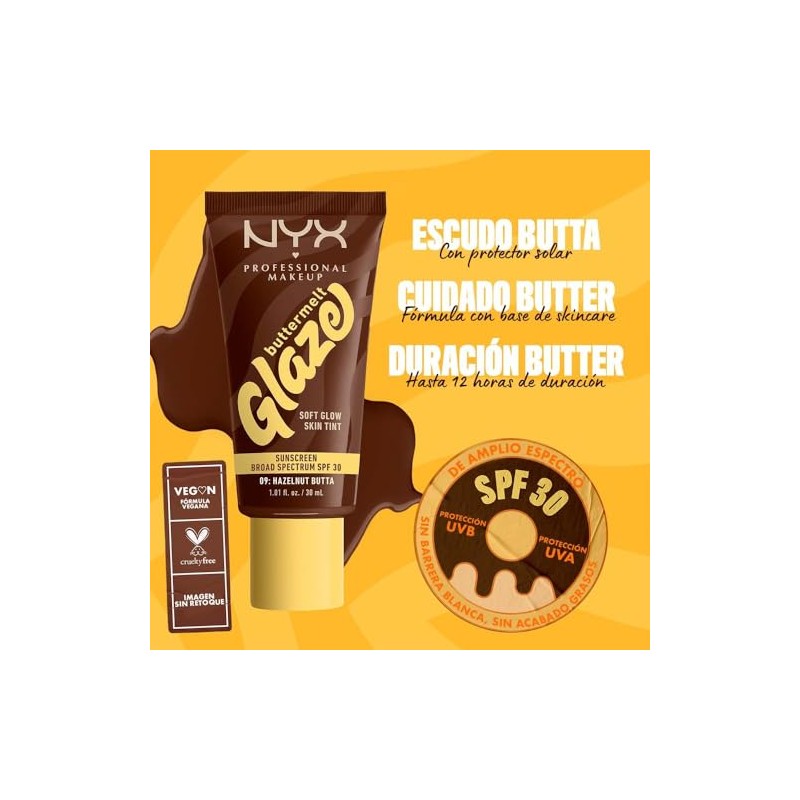 NYX Professional Makeup Buttermelt Glaze Tint, Tinta de maquillaje para