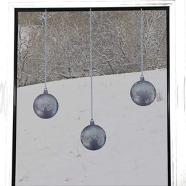 Articlings 12 x Bauble Window Clings with Glitter Patterns and Strings Colour = Silver