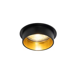 Qazqa - Modern Recessed Spotlight, Black with Gold, Brass Interior - Insta I Living Room I Bedroom - Aluminium Cylinder - LED Suitable for GU10