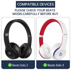 Polislime Replacement Ear Pads for Beats Solo 2 & Solo 3 Wireless，Tool for Replacement Ear Pads，2 Pieces Noise Isolation PU Leather Comfortable Memory Foam Ear Cushions (Black)