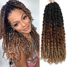 Felek Passion Twist Crochet Hair 18inch 8 Packs Ombre Brown Pre Looped Twist Crochet Hair For Black Women Natural Soft Ombre Pre Twisted Passion Twist Crochet Hair (T1B-30-27, 18inch)