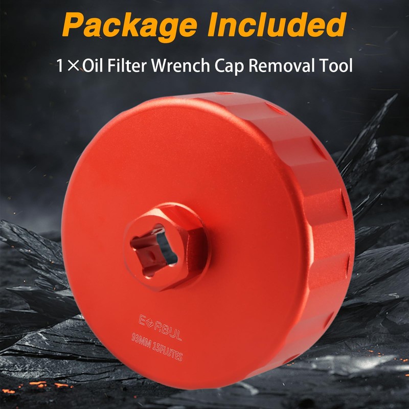 EVRBUL CNC 93mm 15 Flutes Oil Filter Wrench Removal Tool