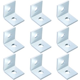 2 Hole L Shaped 90 Degree Angle Connector Bracket, Thickness 4.8 mm, Fit for 1/2" Bolt in 1-5/8" Strut Channel, Steel Galvanized, 10 Pack
