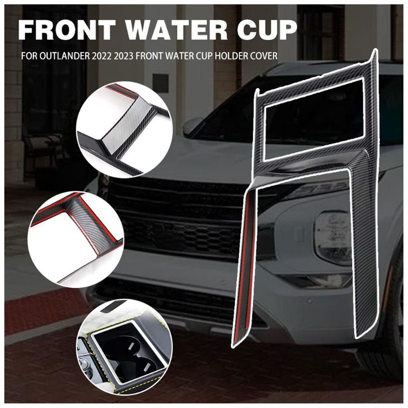 Car Cup Holder Frame Cover Carbon Fiber Pattern High Gloss