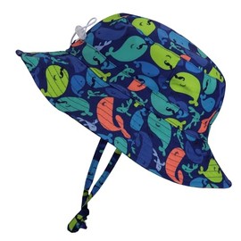 Baby Sun Hat for Boy Girl Toddler Bucket Hat UPF 50+ Summer Kids Beach Hat Wide Brim Girl Adjustable Kid Cap, Blue Fish 2-5 Years