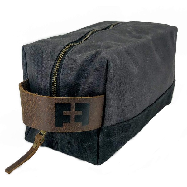 FAT FELT the DOPP KIT | Waxed Cotton Canvas shave and toiletries bag with leather handle