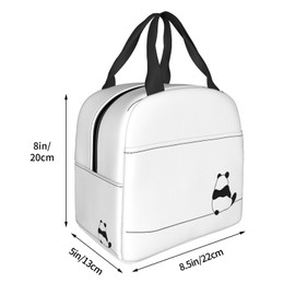Chioee BDS559A Lunch Bag, Bento Bag, White, Panda, White, Tote Bag, Cold Retention Bag, Food Storage, Women's, Cute, Bag, Lunch Box, For Work, School, Travel, Outdoors, Unisex