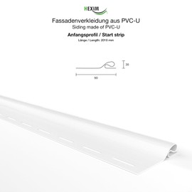 HEXIM Siding Facade Panels, Outdoor Facade Cladding, Weatherproof, Plastic Panels, PVC-U Cladding, Exterior Wall, House Cladding, UV-Resistant - (Initial Profile White)