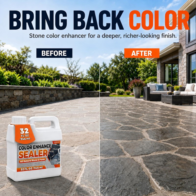 Wet Look Stone Sealer, 1 Gallon, Concrete Sealer & Stone