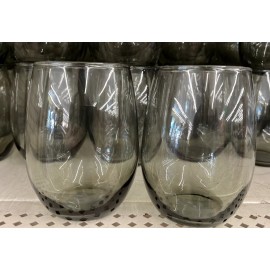 Greenbrier International: Set of 2 Black Stemless Wine Glasses, Made In USA- NEW