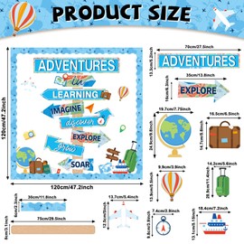 ojustbeok Travel The Map Bulletin Board Let The Adventure Begin Cutouts Classroom Decorations Travel Theme Motivational Sign for Kids Let's Explore Voyage Bulletin Cutouts Blue Classroom Decor