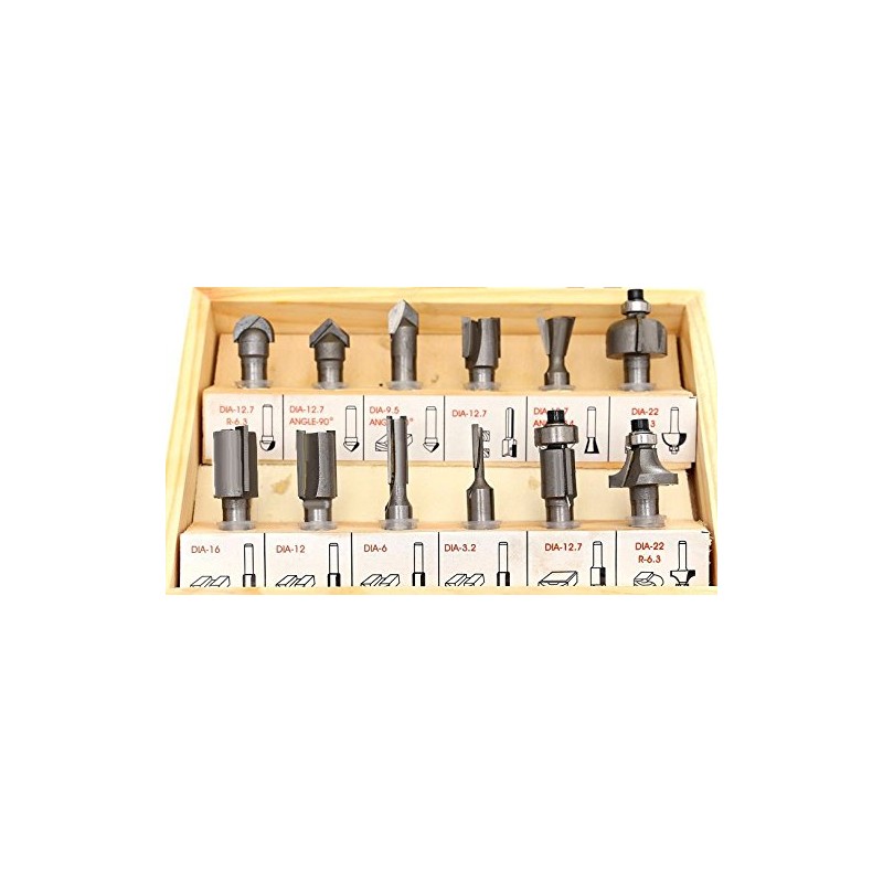 Falon Tech FT1212 Router Milling Set 12 Pieces in Wooden