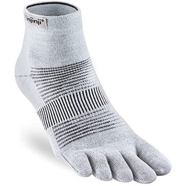 Injinji Run Lightweight Mini Crew Socks White/Grey Shoe Size L | EU 44.5-47 2021 Running Socks, gray