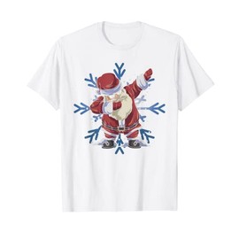 Snowflake Merry Christmas Funny Xmas Dabbing Santa Claus T-Shirt, White