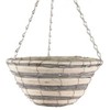 Fyne-Finds 30cm, 12Inch Natural Round Grey Cream Deco Wicker Hanging Rattan Basket Lined Willow Planter