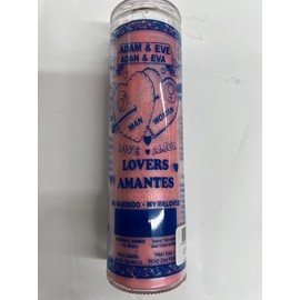 Adam & Eve (Adan & Eva) Unscented Pink Pillar Candle in Glass