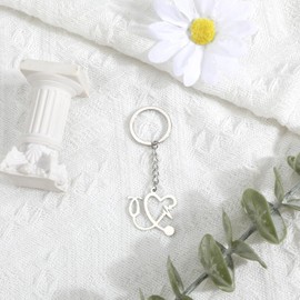 Keyring, Unique Keyring with Stethoscope Design, Cute Gift for Women, Thank You Gift for Nurse, Gift for Expressing Gratitude, Gift for Friends, silver