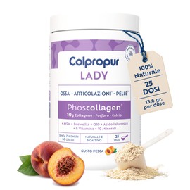 Colpropur Lady Gusto Pesca – Collagene Idrolizzato in Polvere da Bere - Peptidi di Collagene, Integratore per Ossa, Pelle e Articolazioni – 340g