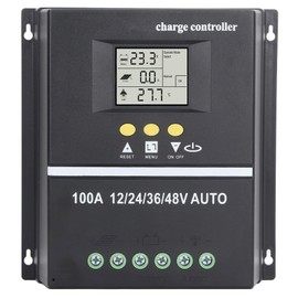 100A MPPT Solar Controller, Auto 12V 24V 36V 48V, USB Ports, LCD Display, Voltage, 7 Working Modes, Compatible with Gel, Flooded, LifePO4 Battery Charging