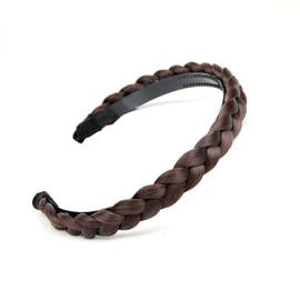 Gledola Braided Headband with Teeth Braids Hair Band with Teeth Synthetic Hair Band Braided Hair Band (Dark Chestnut)