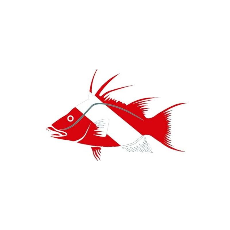 Hog Fish Dive Flag Scuba Diving Die Cut Bumper Sticker