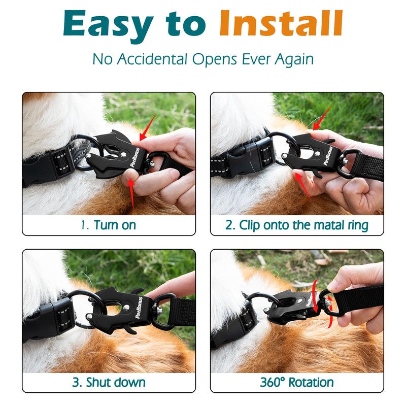PetBonus 2 Pcs Frog Clip Dog Leash Clasp, Quick Release