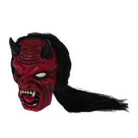 Bristol Novelty BM528 Devil Mask with Hair, Unisex-Adult, Red & Black, One Size