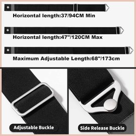 WADY 2-in-1 Travel Belt for Luggage Straps Bungees Luggage Strap Over Handle Suitcases Belt for Carry On Bag Elastic Belt Adjustable Suitcase Strap Airport Travel Accessories (Black)