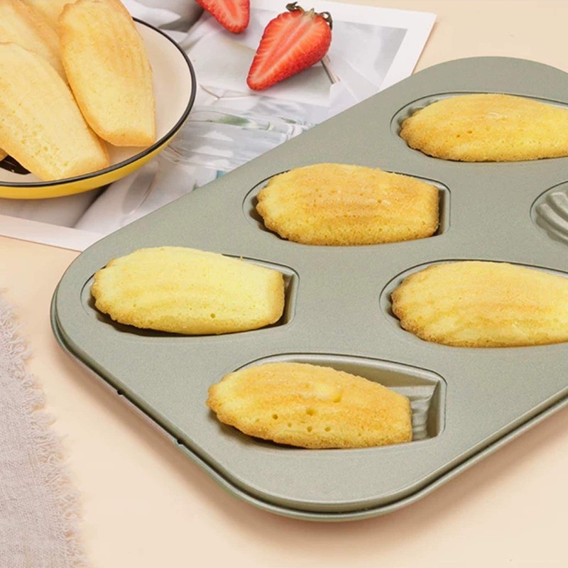 AOGVNA 6-Cup Nonstick Madeleine Pan 2 Pack Heavy Tinned Steel