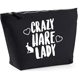 Hippowarehouse Crazy hare lady printed make up cosmetic wash bag 18x19x9cm