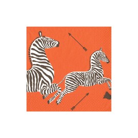 Caspari Zebras Orange Boxed Cocktail Napkins - 40 Per Box, 2 Boxes