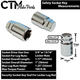 CTM 4x Black M14x1.5 Open End Anti-Theft Wheel Locks Toyota Lexus Aftermarket Rims