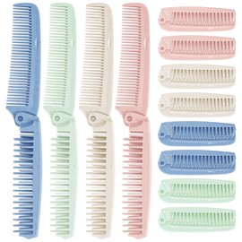 Foldable Comb Brush, Dual Head Dual Purpose Folding Brush Travel, Individually Packaged, 4 Colors Matching Foldable Comb For Both Men And Women, Easy To Carry (PACK-8)